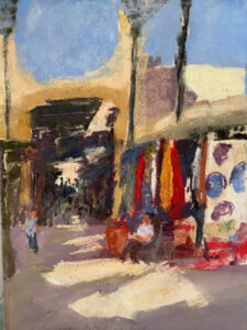 Pastel of the entrance to the Rabat Medina, the marketplace where I met kind and hospitable Moroccans of all ages
